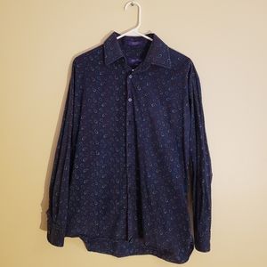 Alan Flusser Men's Large Paisley Long Sleeve Shirt